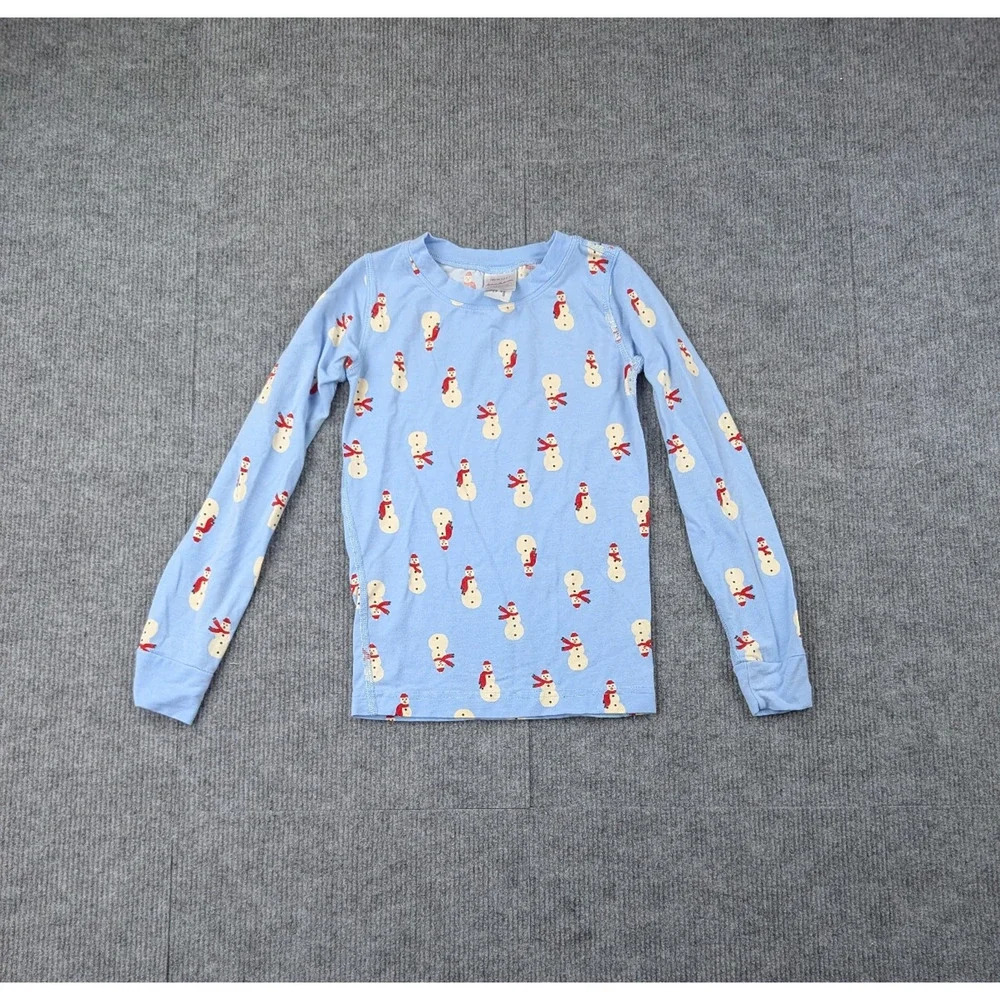Hanna Anderson Pajama Set 120CM 6-7 Blue Snowman Lightweight Tencel Novelty